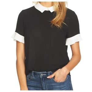 CeCe Pleat Sleeve Short Sleeve Color Block Womens Size PXXS